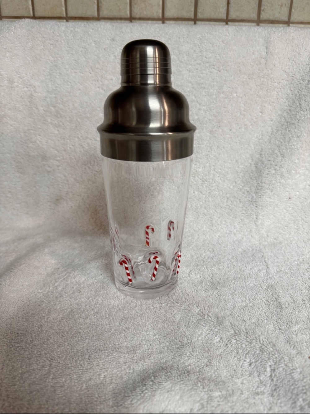 Artland Stainless Steel Top Cocktail Shaker with Red & White Candy Cane Accents